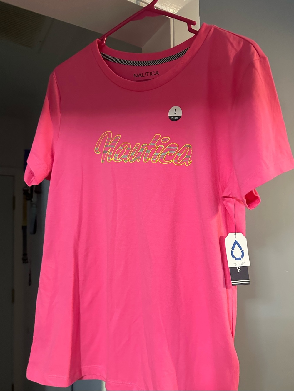 Nautica Neon Pink Logo Tee